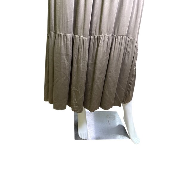 Neu Nomads Alka Dress Khaki Vegan Tencel Modal Long Sleeve Tiered Midi Small NWT - Picture 2 of 7